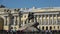 The bronze horseman against the building of the constitutional court. Senate square, St. Petersburg