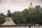 Bronze Horseman and St Isaac`s Cathedral dome St Petersburg Russia