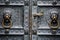 The bronze knocker in the shape of a lion head from the gate of the Cologne Cathedral in Germany