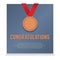 Bronze Medal With Congratulations Card