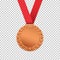 Bronze medal isolated on transparent background.