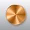 Bronze metal button with texture, realistic shadow and light background for web user interfaces, UI, applications and