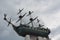 Bronze monument first russian warship builded in St. Petersburg