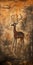 Bronze And Orange Deer Painting On Distressed Cave Wall
