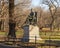 Bronze portrait sculpture depicting poet and essayist Fitz-Greene Halleck on Literary Walk in Central Park, New York City