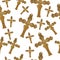 Bronze retro cross background that is repeat and seamless