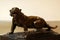 Bronze roaring tiger antique statue