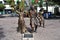 A bronze sculpture called the scream keep going, in downtown Tlaquepaque