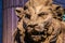 Bronze sculpture of a lion at the entrance to the Congress of Deputies in Madrid, Spain