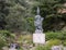 Bronze sculpture by Manuel Cusachs titled `Abad Oliba` at the Monserrat Monastery.