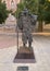 Bronze sculpture Quo Vadis El Caminante The Walker, located in San Francisco de Astorga Square. Spain.