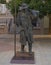 Bronze sculpture Quo Vadis El Caminante The Walker, located in San Francisco de Astorga Square. Spain.