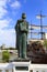 Bronze sculpture of Saint Achillius of Larissa in downtown Skopje, Macedonia