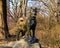 Bronze sculpture titled `Balto` by Frederick Roth in Central Park, New York.