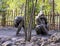 Bronze sculpture by Tom Tischler titled `Gorilla Family` at the Dallas City Zoo.