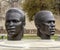 Bronze sculptures of heads of Mack and Jackie Robinson