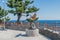 Bronze seagull statue on granite plinth