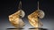 Bronze Shell Earrings With Dramatic Diagonals And Byzantine Gold Leaf Accents