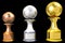 Bronze, silver and gold soccer trophies (3D)