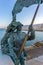 Bronze soldier statue with flag, Trieste, Italy