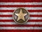 Bronze star on US flag background