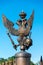 Bronze State two-headed eagle on the fence of the Alexander Column on The Palace Square in St. Petersburg