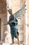 Bronze statue The Blue Angel of Acceptance, or Hospitality, by Albano Poli in front of the cathedral, Verona, Italy