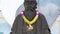 Bronze statue of Buddhist near Big Golden Buddha temple in Pattaya, Thailand