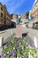 Bronze statue of David on Stortorget square, historic staircase Terrasstrapporna, Helsingborg; Sweden