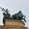 bronze statue detail in Heroes Square in Budapest, Hungary