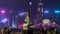 Bronze statue of Hong Kong Film Awards and skyline in Avenue of Stars timelapse hyperlapse.