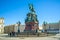 The bronze statue in St Isaac\'s Square of St Petersburg