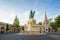 A bronze statue of Stephen of Hungary in Budapest city, Hungary