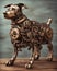 Bronze Steampunk Dog on Wooden Table