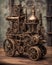 Bronze Steampunk Machine on Wooden Table