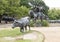 Bronze Steers and Cowboy Sculpture Pioneer Plaza, Dallas