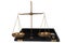 Bronze traditional balance scale set with weights in box