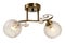 Bronze two-lamp ceiling lamp with shades of white frosted glass with floral ornaments, in the shape of a truncated sphere