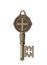 Bronze vintage ornate key on white