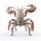 Bronze And White 3d Rendered Crab With Bold Structural Designs