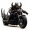 Bronzepunk Motorcycle: Photorealistic Demon On A Lively Action Black Bike