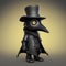 Bronzepunk Raven In Top Hat: A Surrealistic 3d Model