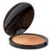 Bronzer powder for facial makeup in a plastic case with a mirror and a brush