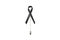 Brooch black ribbon leather . melanoma awareness. Mourning symbol.