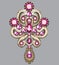 brooch pendant with and precious stones. Filigree