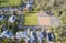 Brookfield countryside rural village aerial view from above in Renfrewshire Scotland