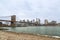 Brooklyn bridge and lower manhattan from peddle beach in Brooklyn, New York