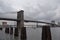 Brooklyn Bridge, NY with overcast skies