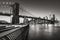 Brooklyn Bridge Park boardwalk in Black & White. Brooklyn, New York City