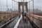 Brooklyn Bridge at rainy day in New York. USA